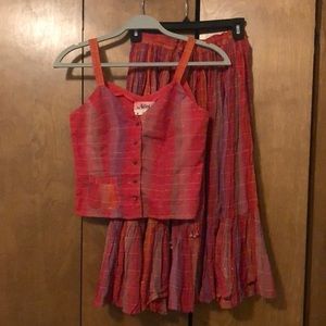 VINTAGE 80’s Broomstick Skirt Set - Medium